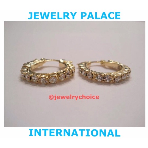 🆕14K Gold Filled 15MM Tiny Cubic Zirconia Hoop Earrings. - Picture 4 of 8